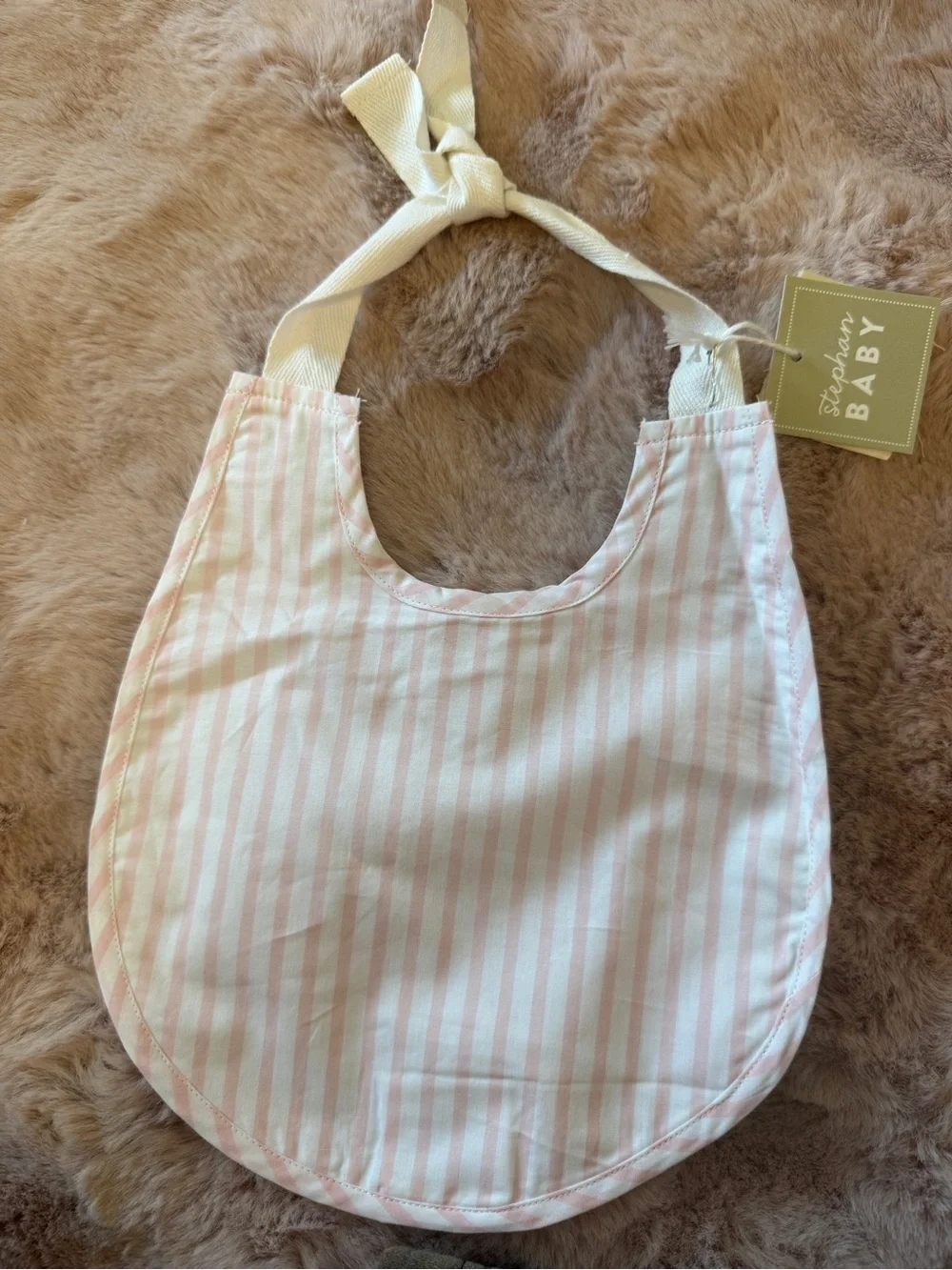 Stripe Baby Bib in Pink and White